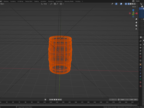 Wooden Barrel High-Poly 3D Model