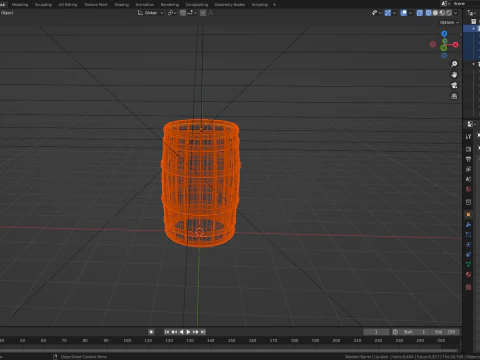 Wooden Barrel High-Poly 3D Model