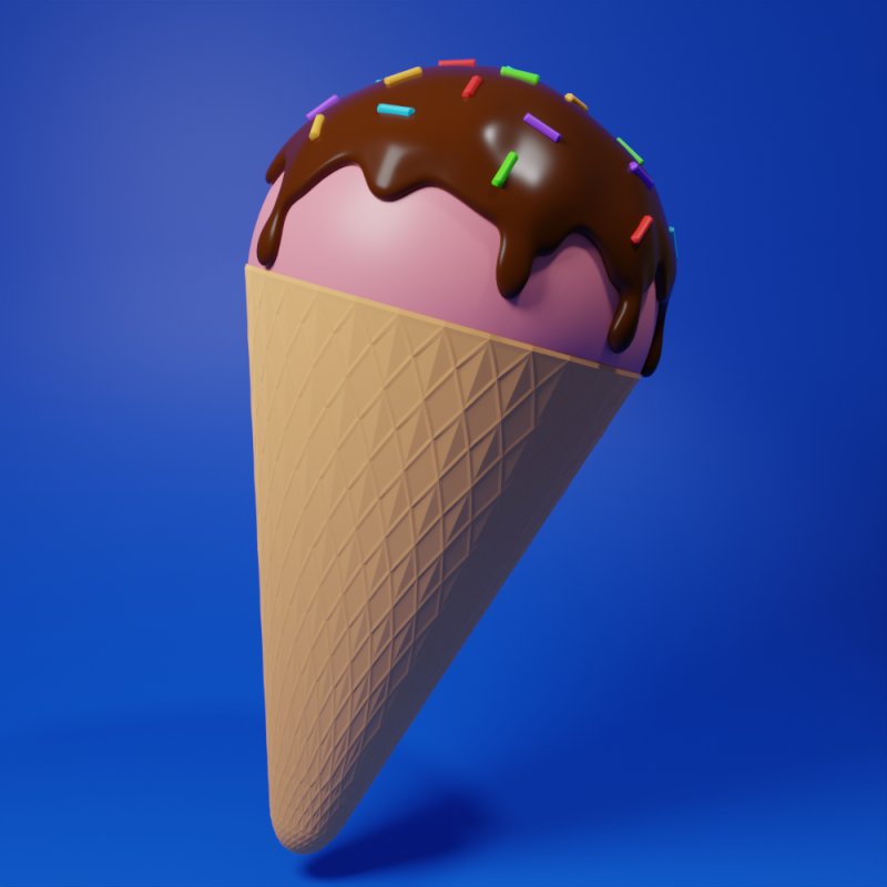Basic Ice cream 3D Model .c4d .max .obj .3ds .fbx .stl .blend 