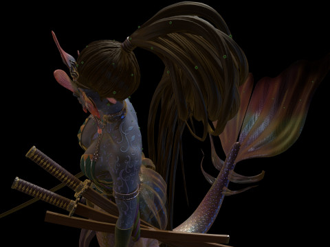 Mermaid Low-poly 3D Model