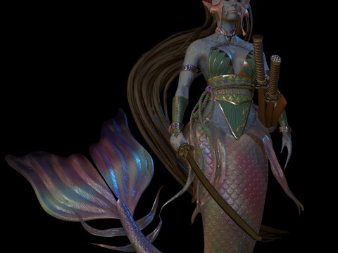 인어 로우폴리 3D 모델