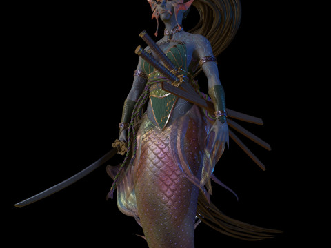 Mermaid Low-poly 3D Model