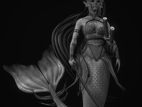 Mermaid Low-poly 3D Model