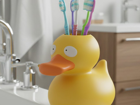 Soporte lindo de la pluma del cepillo de dientes del pato de la historieta Modelo de impresión 3D