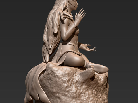 Est&aacute;tua de medita&ccedil;&atilde;o de elfo de fantasia estilizada modelo de impress&atilde;o 3D de elfo feminino Modelo de Impressão 3D