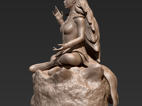 Est&aacute;tua de medita&ccedil;&atilde;o de elfo de fantasia estilizada modelo de impress&atilde;o 3D de elfo feminino Modelo de Impressão 3D