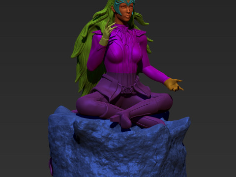 Est&aacute;tua de medita&ccedil;&atilde;o de elfo de fantasia estilizada modelo de impress&atilde;o 3D de elfo feminino Modelo de Impressão 3D