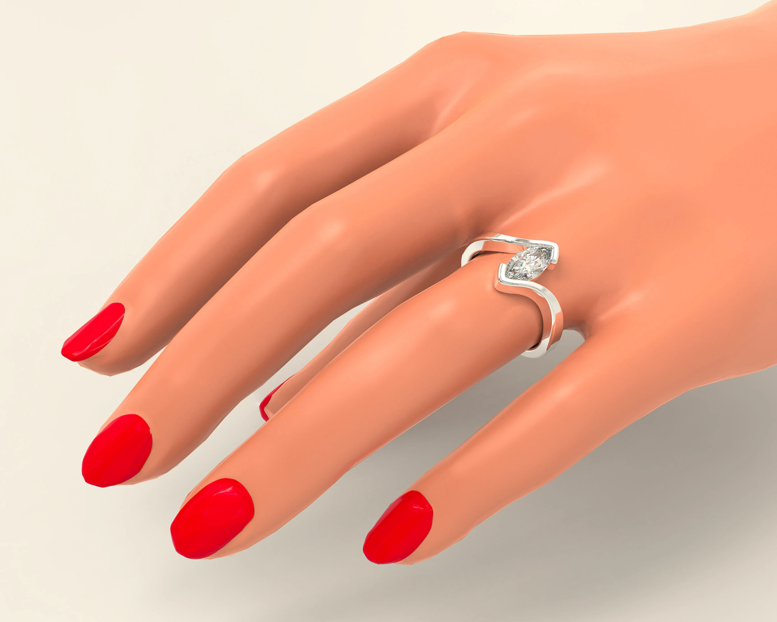 Marquise cut tension set engagament ring 3D Print Model .c4d .max .obj .3ds .fbx .stl .blend 