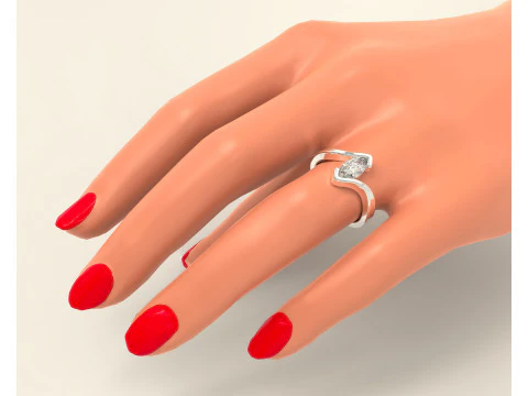 Anel de noivado com conjunto de tens&atilde;o de corte Marquise Modelo de Impressão 3D