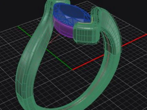 Marquise cut tension set engagament ring 3D Print Model