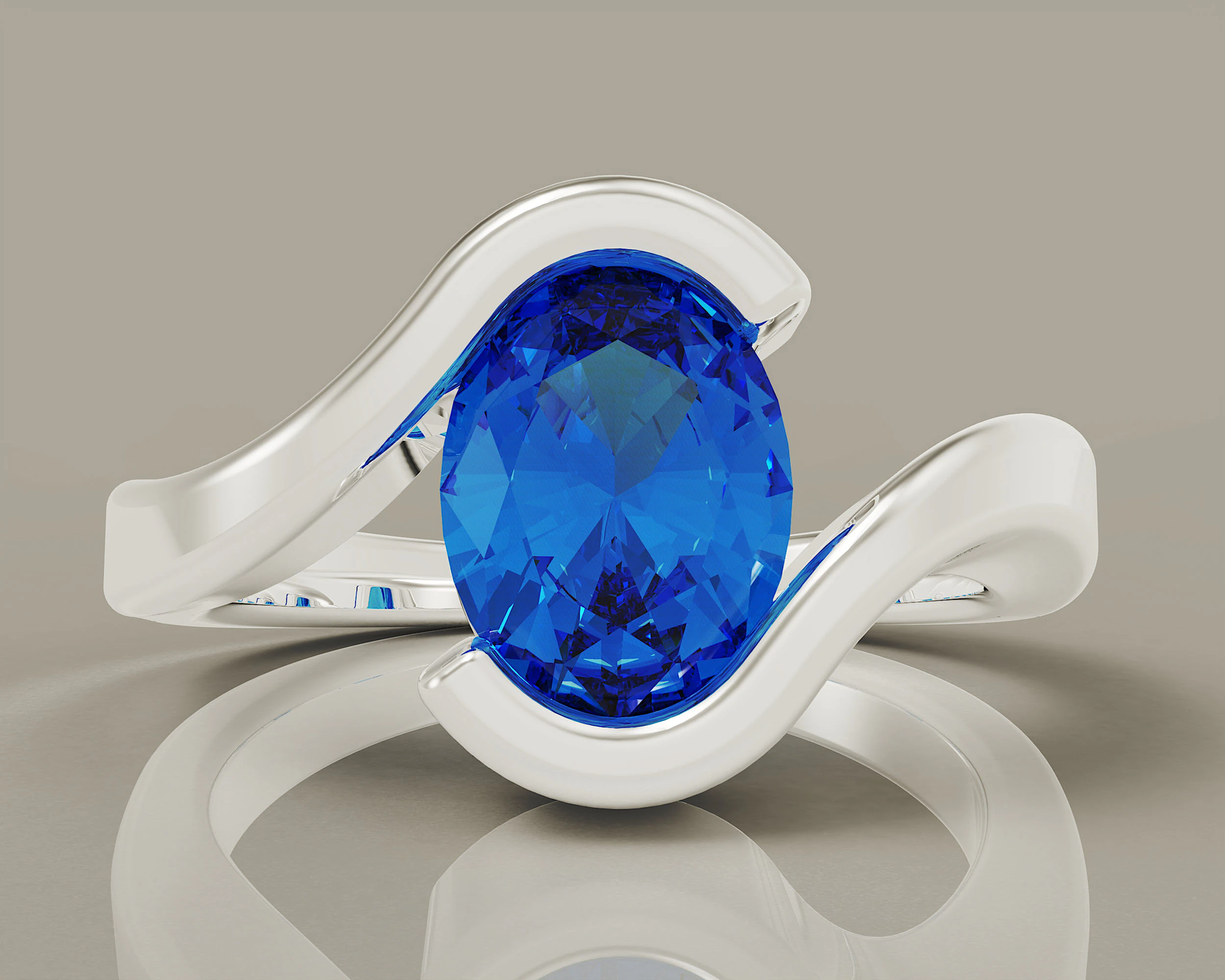 Oval shape tension style engagement ring 3D Print Model .c4d .max .obj .3ds .fbx .stl .blend