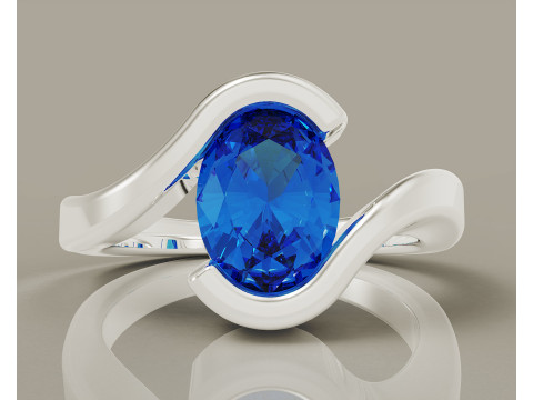 Oval shape tension style engagement ring 3Dプリントモデル