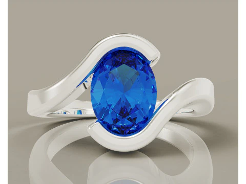 타원형 텐션 스타일 약혼반지 3D 프린트 모델