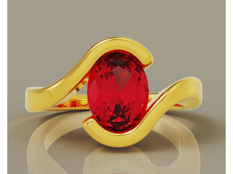 Oval shape tension style engagement ring 3D Print Model