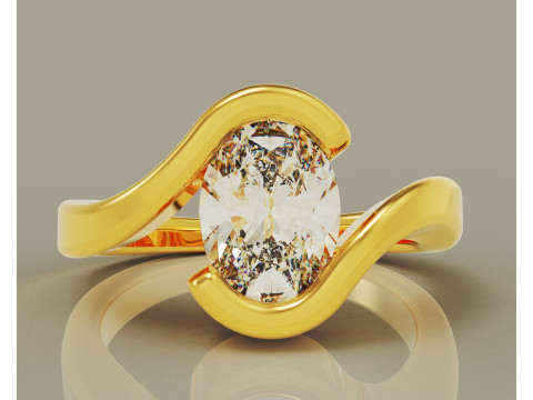 Oval shape tension style engagement ring 3Dプリントモデル
