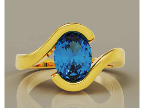Oval shape tension style engagement ring 3D Print Model