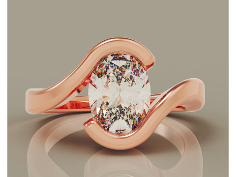 Oval shape tension style engagement ring 3Dプリントモデル