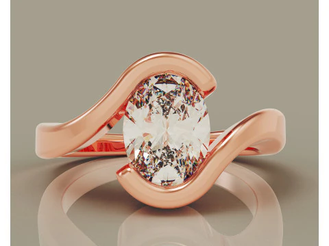 Oval shape tension style engagement ring 3D Print Model