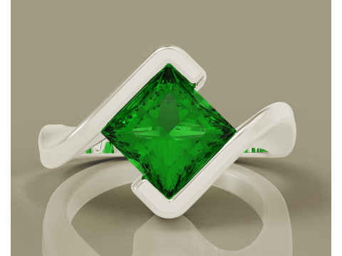 Princess Cut tension set engagement ring 3Dプリントモデル