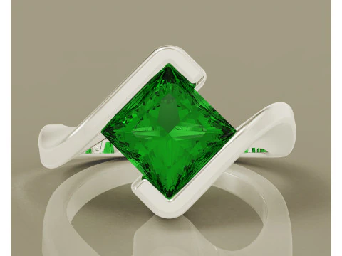 Princess Cut tension set engagement ring 3D Print Model