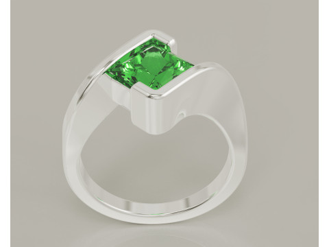 Princess Cut tension set engagement ring 3D Print Model