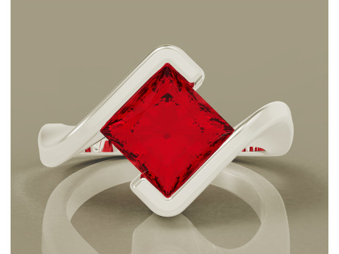 Princess Cut tension set engagement ring 3D Print Model