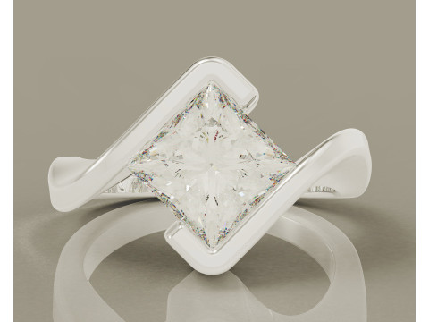 Princess Cut tension set engagement ring 3D Print Model