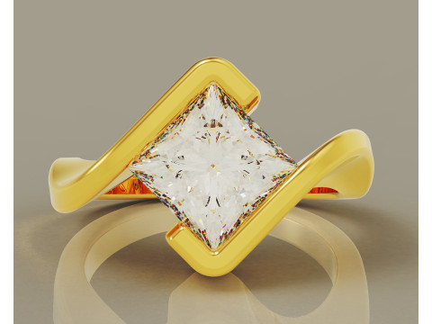 Princess Cut tension set engagement ring 3D Print Model