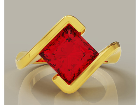 Princess Cut tension set engagement ring 3D Print Model