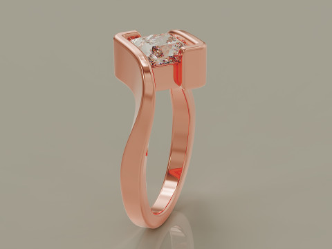 Princess Cut tension set engagement ring 3D Print Model