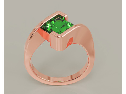 Princess Cut tension set engagement ring 3D Print Model