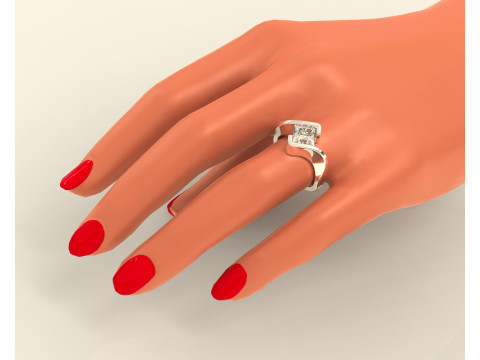 Princess Cut tension set engagement ring 3D Print Model