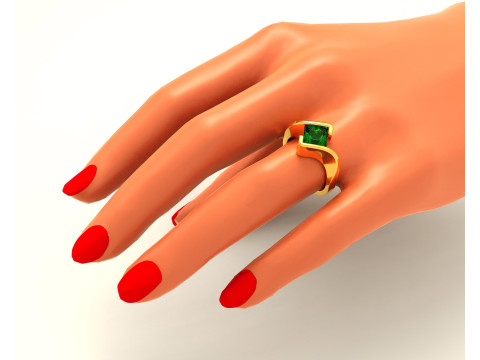 Princess Cut tension set engagement ring 3D Print Model