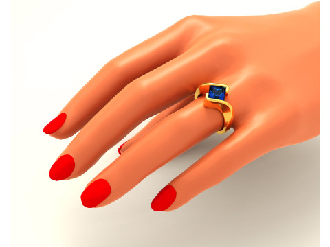 Princess Cut tension set engagement ring 3D Print Model