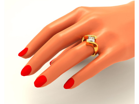 Princess Cut tension set engagement ring 3D Print Model