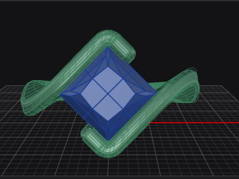 Princess Cut tension set engagement ring 3D Print Model