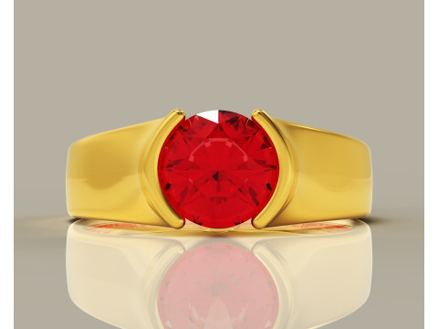 Half bezel set round cut solitaire ring Modelo de impresión 3D