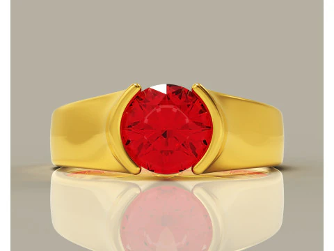 Conjunto de anel solitário de corte redondo com meia moldura Modelo de Impressão 3D