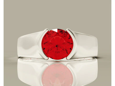 Half bezel set round cut solitaire ring 3D Print Model