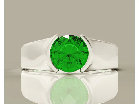 Half bezel set round cut solitaire ring 3D Print Model