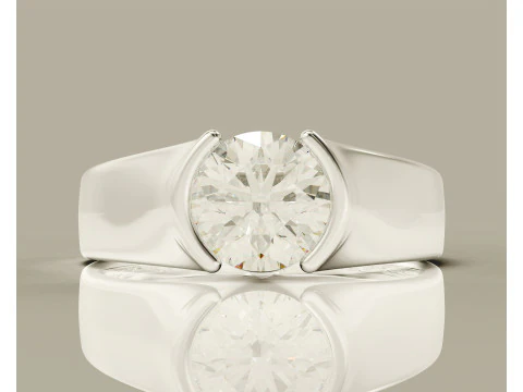 Half bezel set round cut solitaire ring 3D Print Model