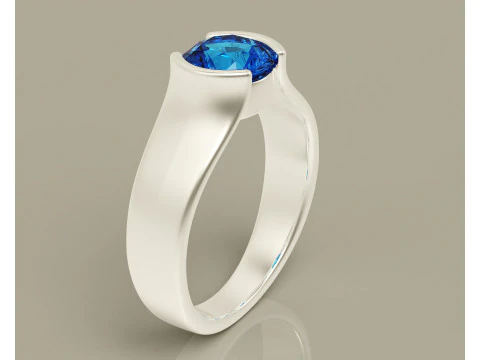 Half bezel set round cut solitaire ring 3D Print Model