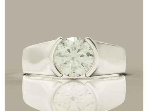 Half bezel set round cut solitaire ring 3D Print Model