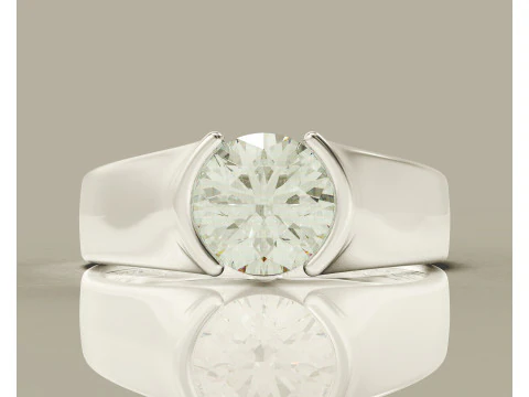 Half bezel set round cut solitaire ring 3D Print Model