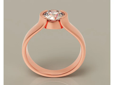 Half bezel set round cut solitaire ring 3D Print Model