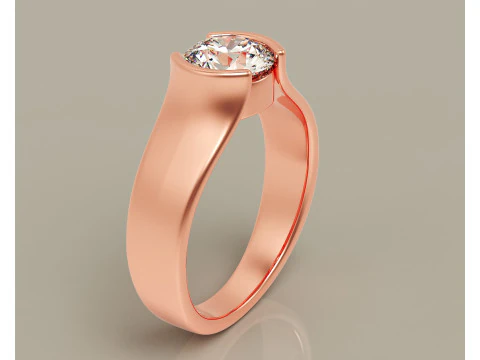 Half bezel set round cut solitaire ring 3D Print Model