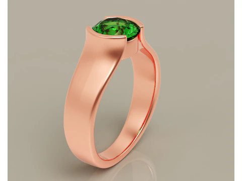 Half bezel set round cut solitaire ring 3D Print Model