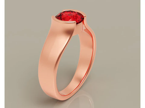 Half bezel set round cut solitaire ring 3D Print Model