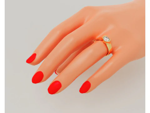 Half bezel set round cut solitaire ring 3D Print Model