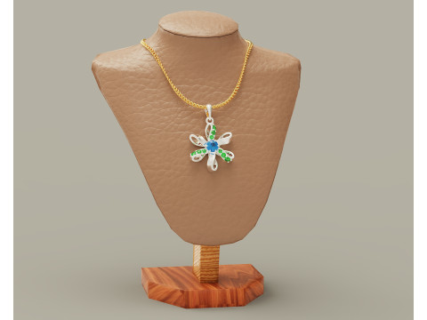 Diamond set twisted flower pendant 3Dプリントモデル